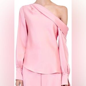 Jonathan Simkhai Orange Blouse with Draped Neckline